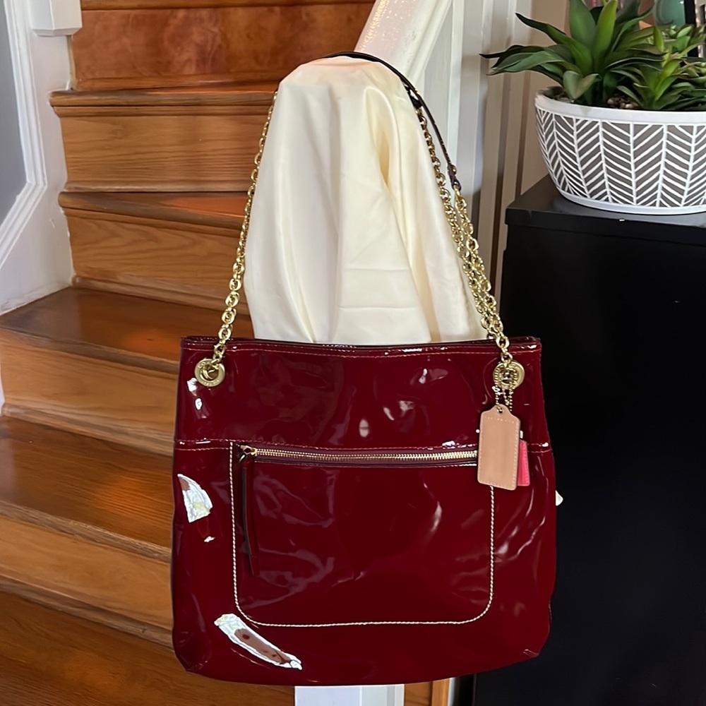 Brand new red patent Coach bag